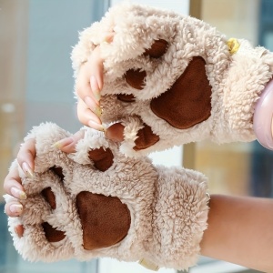 Manusi de plus, tip gheara de pisica, calde, comfortabile, jumatate de deget, PMDE33938