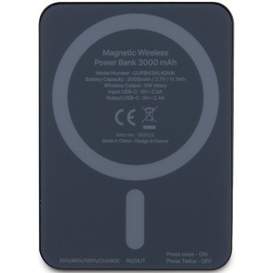 Original Power Bank - GUESS GUPBM3AL4DMK 3000mAh 5W MagSafe 4G Strassed Metal Logo - Negru - Img 2