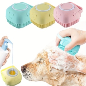 Perie din silicon, cu dozator de sampon, pentru animalele de companie, PMHM98692 - Img 5