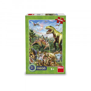 Puzzle neon Dinozauri, 100 piese - DINO TOYS - Img 2