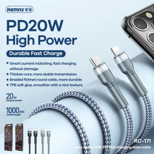 REMAX Cablu Jany RC-171 - Tip C to Lightning - PD 20W 1 metru Silver