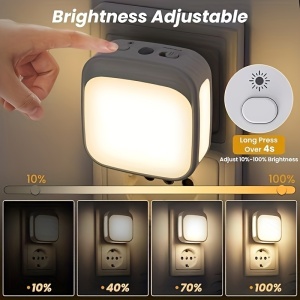 Set 2 bucăți lumină de noapte LED cu senzor, luminozitate reglabilă, 3000K, TMDJ1104267 - Img 6