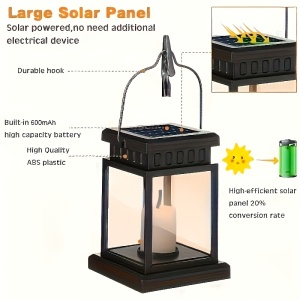 Set 2 Lămpi Solare cu LED – Model Lanternă cu Efect de Lumânare, TMJD813837 - Img 6