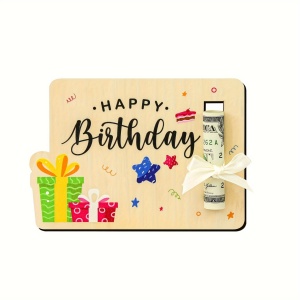 Set 4 Clipuri din lemn pentru bani – Mesaje „Happy Birthday”, TMXY401938 - Img 4