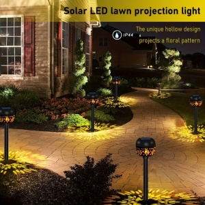 Set 4 lămpi solare LED tip torță pentru grădină – Iluminat decorativ cu efect de proiecție, TMQY381581 - Img 4