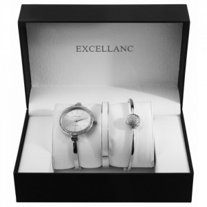 Set cadou ceas dama cu curea metalica in combinatie cu bratari la moda, Argintiu Excellanc, PM1800200-0013