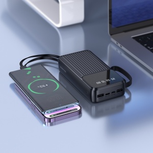 Borofone Power Bank 20000mAh BJ76A Smart - 2xUSB - with Type C, Lightning and Micro USB cables black, AKUM944 - Img 5