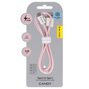Cablu împletit Blavec Candy - USB la Tip C - PD 60W, 3A, 1 metru, Apple CarPlay/Android Auto (CCA-UC3P10) Roz, MGKABAV1762 - Img 7