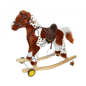 Calut balansoar, lemn + plus, cu rotile, 74 cm - Img 3