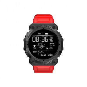 Ceas smartwatch FD68, 1.3" IPS, Design Sport, Bluetooth 4.0, Monitorizare Tensiune, Puls, Rosu