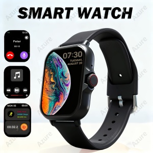 Ceas Smartwatch Unisex 4.65cm cu ecran tactil, carcasă din aliaj, curea silicon, TMYK3942540-NEGRU