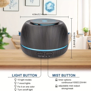 Difuzor de Aromaterapie cu Telecomandă – Capacitate 300 ml, Design Elegant, TMGT09554 - Img 8