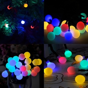 Ghirlandă Luminoasă Solară, 5 metri 20 LED – Bile Colorate RGB, pentru Exterior și Interior, TMYB21913 - Img 3