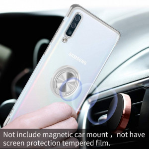 Husa Samsung Galaxy A70 | A70s din Silicon transparenta cu Inel Rotativ si Margini Argintii - Img 3