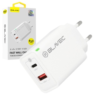 Incarcator de perete Blavec BC-5 GaN, USB + Tip C, 45W 3A, alb, MGLAD001834