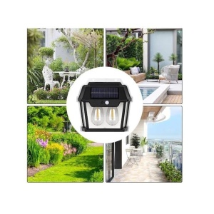 Lampa solara tip felinar 28W Smartix cu 2 Becuri, Acumulator 1200mAh, Senzor 5-8M, Pentru exterior, Suport inclus, Panou solar inclinat, 600 Lumeni, Negru, AD2858 - Img 5