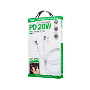 REMAX Cablu Zenax RC-181i - Tip C to Lightning - angled PD 20W 1 metru White - Img 2