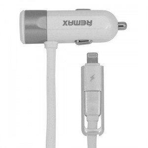 REMAX Incarcator auto RCC-102 - USB - 3,4A cu 2 in 1 cablu Micro USB, Lightning silver - Img 2