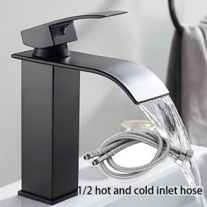 Robinet de baie modern, din otel inoxidabil, tip cascada, cu furtun - 60 cm, PMFM193216 - Img 2