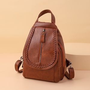 Rucsac Vintage pentru Femei, cu design impletit, cu bretele, TMQH392602 - Img 7