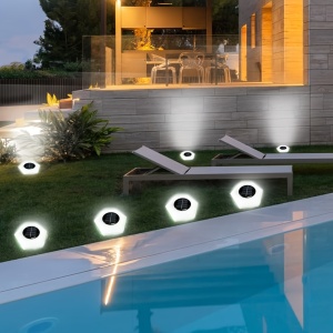 Set 4 lămpi solare LED hexagonale pentru sol – iluminat modern pentru exterior, TMKD572733 - Img 7