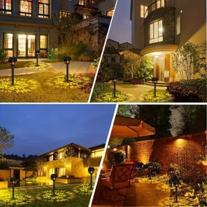 Set 4 lămpi solare LED tip torță pentru grădină – Iluminat decorativ cu efect de proiecție, TMQY381581 - Img 5