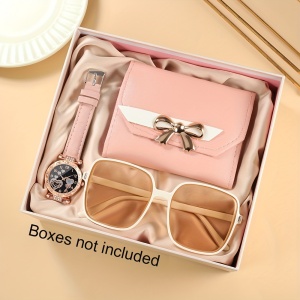 Set cadou elegant pentru femei – Ceas, ochelari de soare și portofel roz, PMAJ2019909