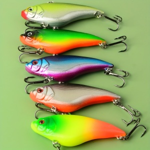 Set naluci de pescuit, 5 buc, multicolor, cu carlige, 7 cm, TMEL1212134