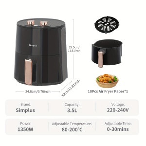 SIMPLUS Friteuza cu aer cald 3.5L, 1350W, incalzire rapida, PMMU132156 - Img 8
