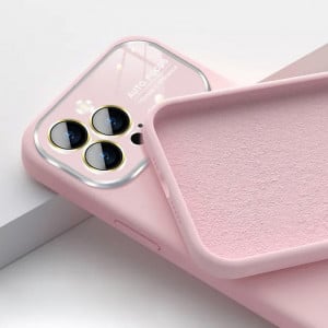 Soft Silicone Lens Case for Iphone 14 Pro Max light pink
