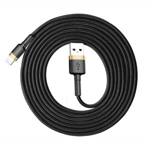 Baseus Cablu Cafule - USB to Lightning - 2.4A, 1 metru, negru/auriu, KABAV0508 - Img 3