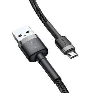 Baseus Cablu Cafule - USB to Micro USB - 2,4A 1 metru (CAMKLF-BG1) Negru and grey - Img 2