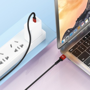 Blavec Cable Raptor braided - Type C to Lightning - PD 20W 2,4A 0,25 metres (CRA-CL24BR025) black-red, MGKABAV1663 - Img 4