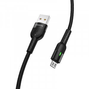 Borofone Cablu BU17 Starlight power-off - USB to Micro USB - 2,4A 1,2 metri Negru