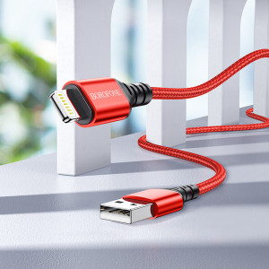 Borofone Cablu BX54 Ultra Bright - USB to Lightning - 2,4A 1 metre red - Img 2