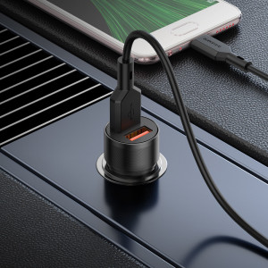 Borofone Incarcator Auto BZ19 Wisdom - 2xUSB - 12W with USB to Micro USB Cablu black - Img 2