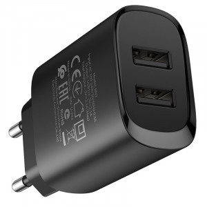 Borofone Wall charger BN2 Super - 2xUSB - 2,1A cu USB to MicroUSB Negru