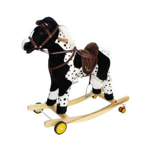 Calut balansoar, lemn + plus, cu rotile, 74 cm - Img 4