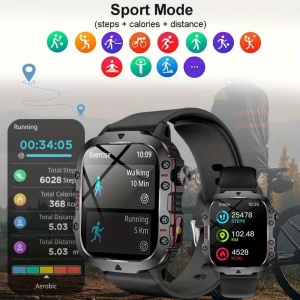 Ceas Smartwatch 4.65 cm cu ecran tactil, carcasă din aliaj, curea silicon, TMFN9220732 - Img 8