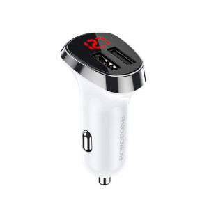 Incarcator Auto Borofone BZ15 Auspicious - 2xUSB - 2,4A cu USB to Lightning cablu white - Img 2