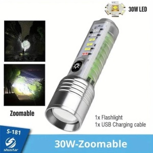 Mini lanterna Smartix Multifuncționala 5W LED, Incarcare Type-C, Indicator baterie, Rezistent ploaie, Verde, AD5182 - Img 2