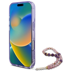 Original Case GUESS IML Flowers with Pearl Strap Magsafe GUHMP16LHFWBRCESU for Iphone 16 Pro purple - Img 3