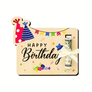 Set 4 Clipuri din lemn pentru bani – Mesaje „Happy Birthday”, TMXY401938 - Img 6