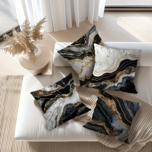 Set 4 huse pentru perne, model marmorat, cu fermoar, 45x45 cm, PMCD127834 - Img 5