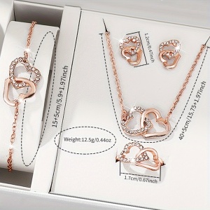Set cadou elegant pentru dama – Ceas, bratara, colier, cercei si inel, roze, TMGF7380885 - Img 4