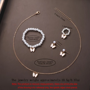 Set cadou elegant pentru fete – Ceas, bratara, colier, cercei si inel, model fluture, TMCX3763948 - Img 7