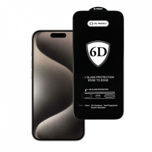 Sticla Full GLue 6D Tempered pentru IPHONE 15 PRO Negru