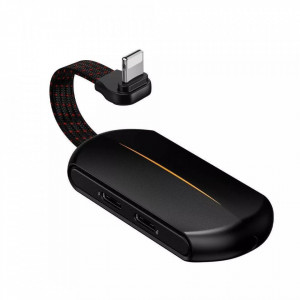 Baseus Adaptor Gamo L47 - Lightning male to 2xLightning + jack 3,5mm female - 2A (CALL47-01) negru - Img 2