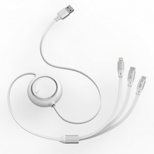Baseus Cablu Bright Mirror 3 in 1 - USB to Micro USB, Lightning, Tip C - 3,5A 1,2 metrus (CAMLT-MJ02) alb - Img 2