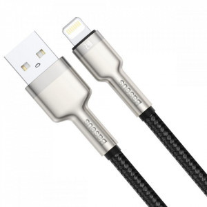Baseus Cablu Cafule Metal - USB to Lightning - 2.4A 1 metre (CALJK-A01) Negru - Img 2